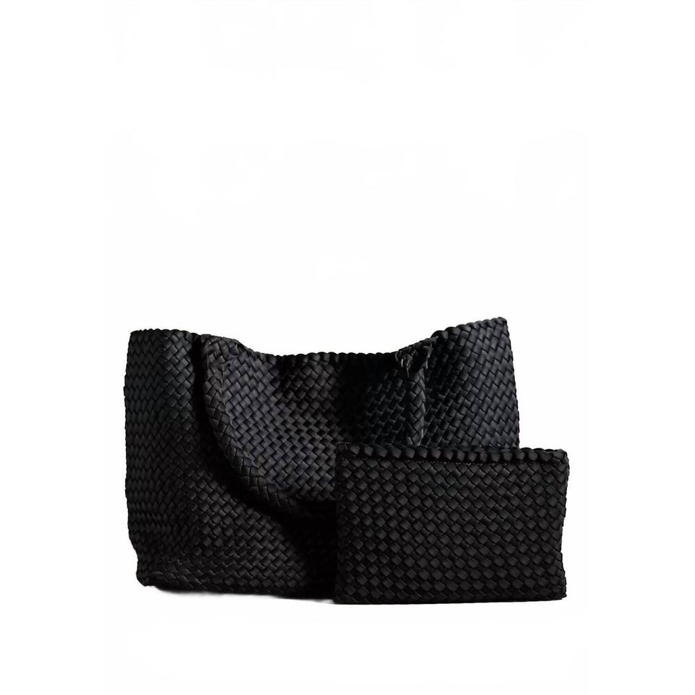 NEW SOL AND SELENE sky's the limit large neoprene tote in black